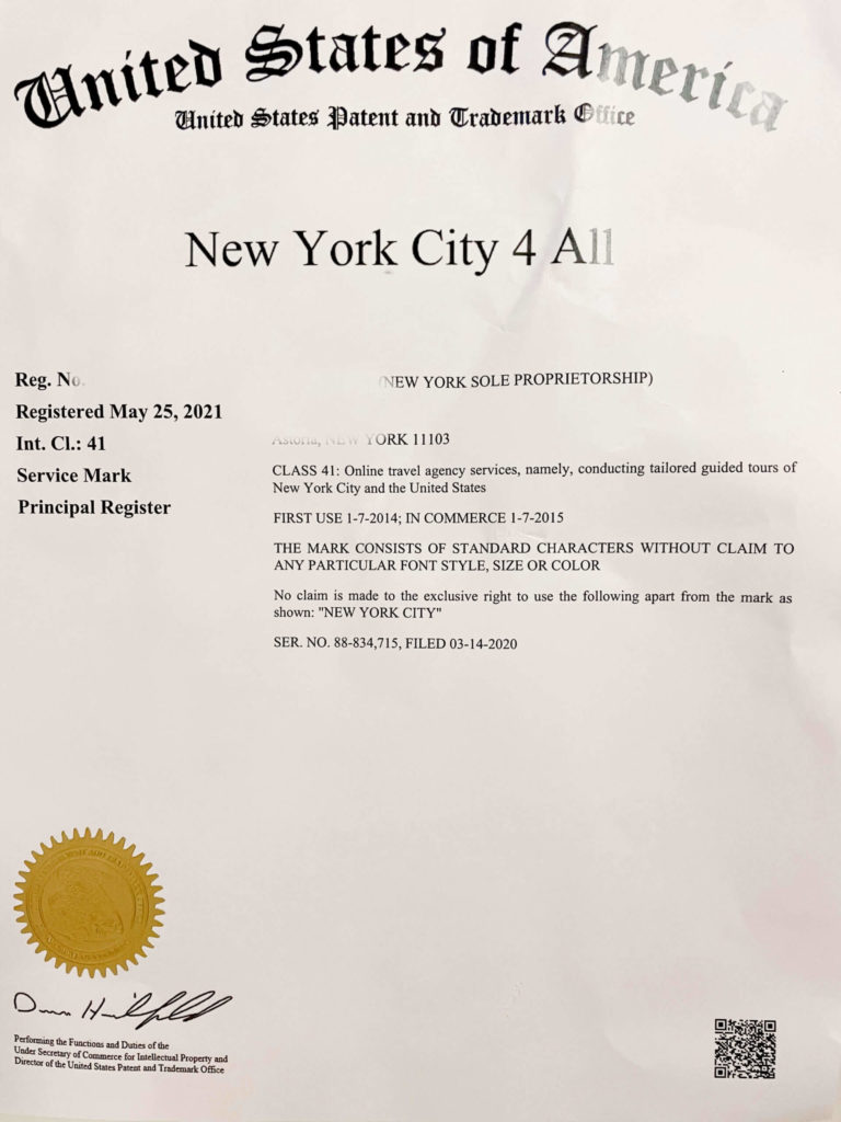 USPTO regd New York City 4 All®️